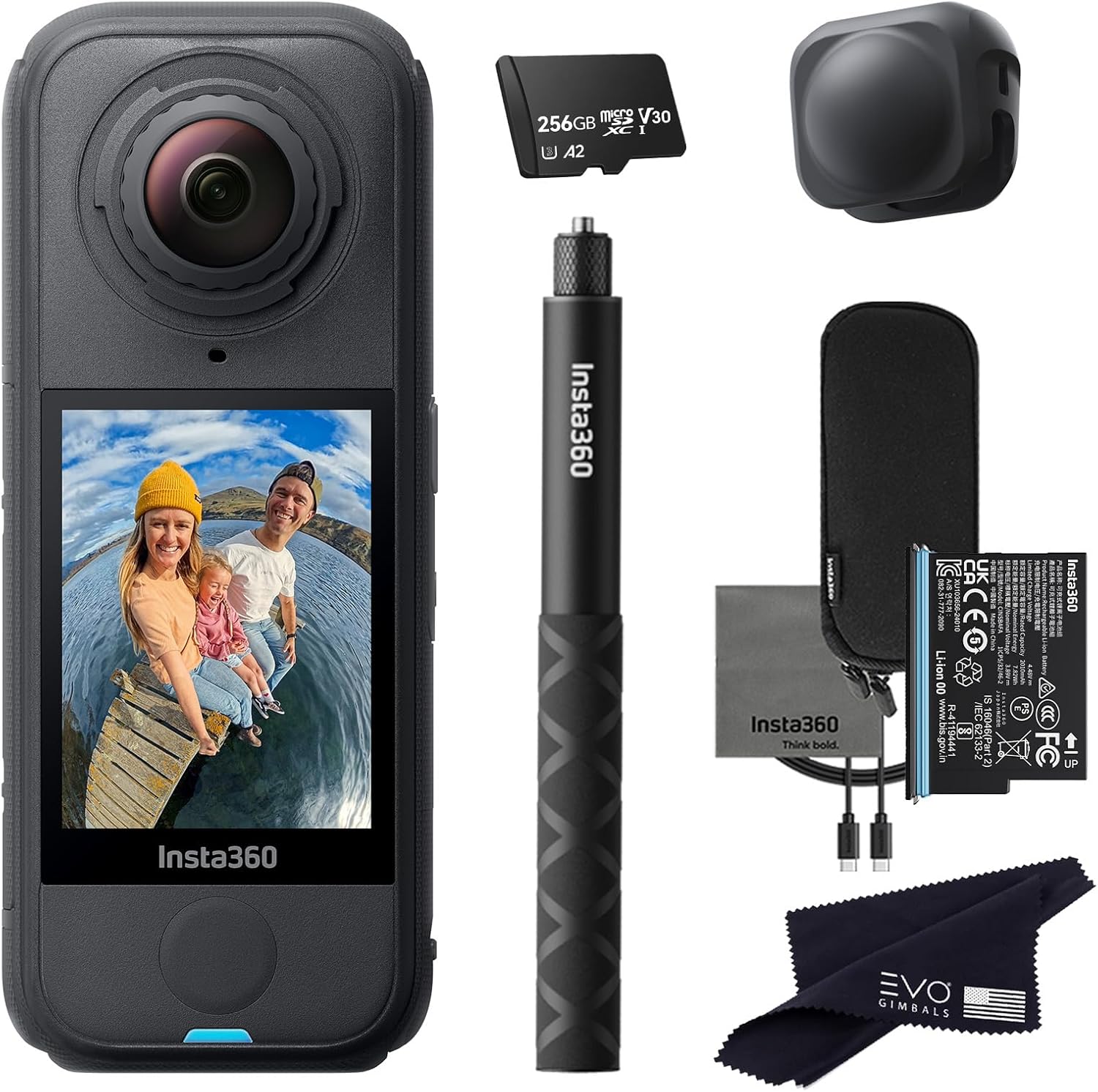 Insta360 X4 Air Basic Bundle | Lightest 8K 360 Action Camera for Epic Adventures | for Travel, Sports, Family Moments, Vlogging | Bundle Includes Invisible Selfie Stick, Lens Cap(256GB)