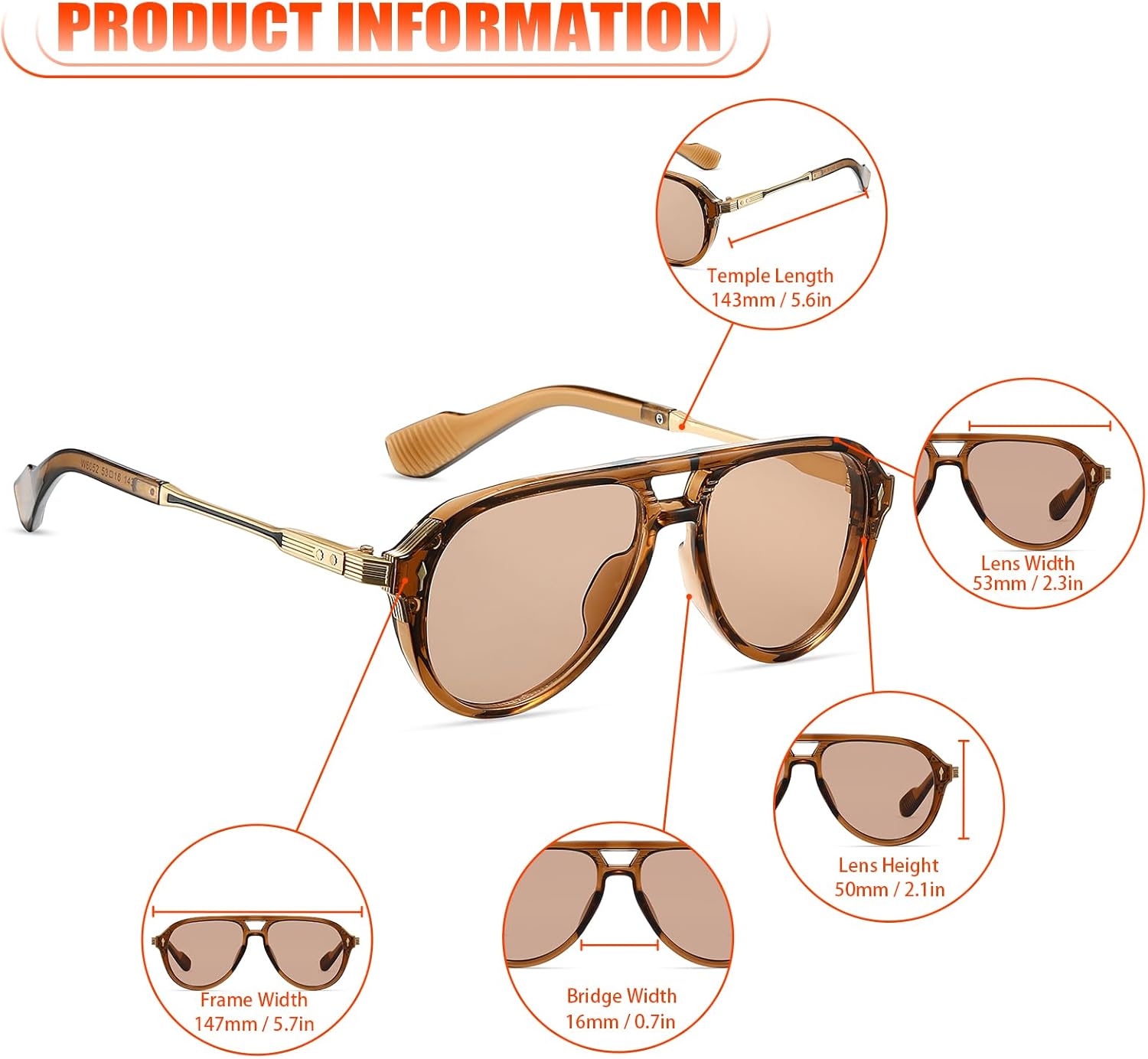 Vintage Retro 70s Sunglasses for Women Men, Fashion Disco Glasses, Double Bridge Aviators - Image 5