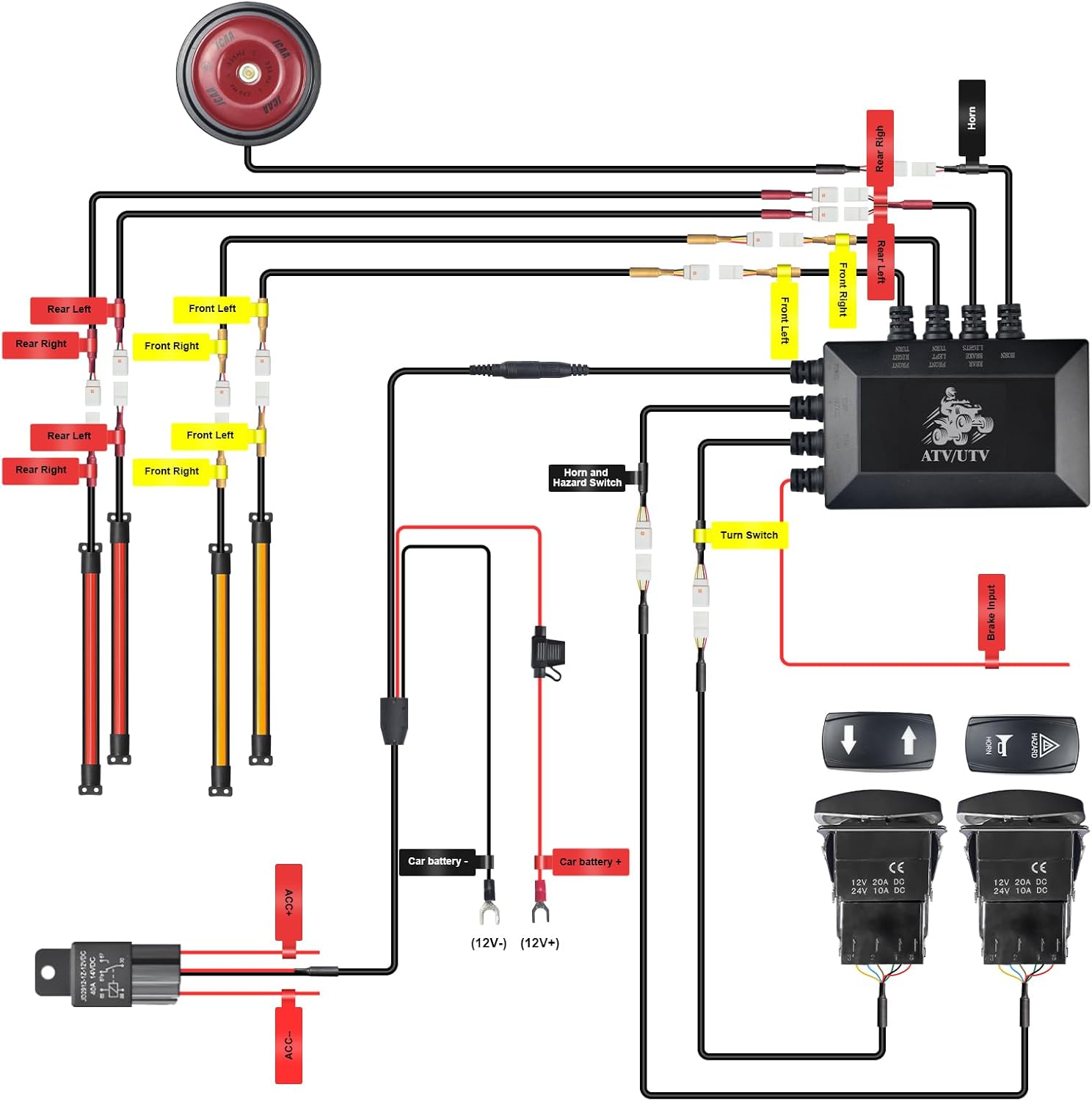 Roykaw UTV Turn Signal kit,Turn Signal with Column Turn Switch and 110dB Horn, Upgrade COB Light Bar,Compatible with Polaris, Pioneer, Talon, Can-Am, Kawasaki, Arctic Cat