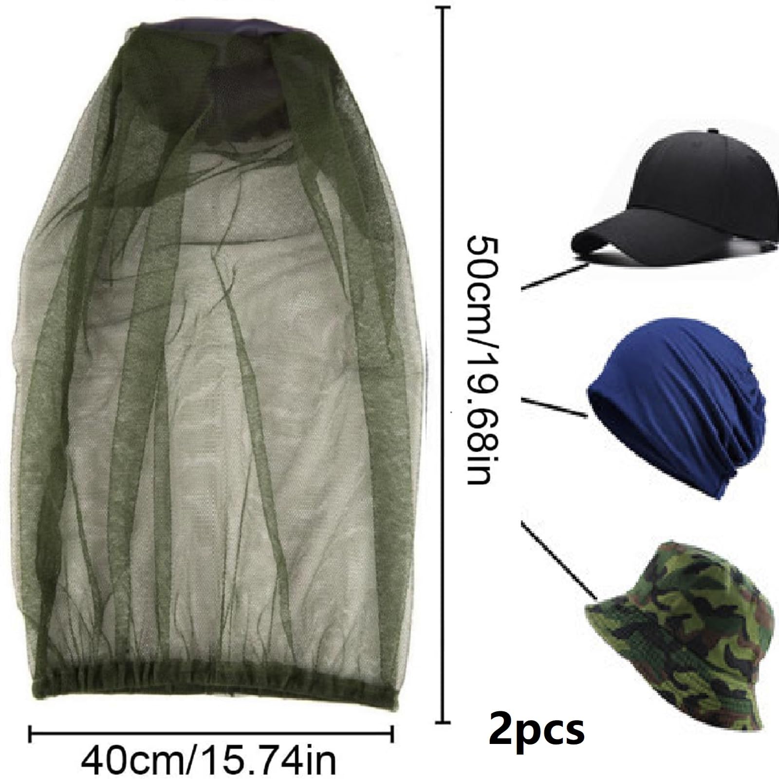 Anti-Zanzara Cappello Della Protezione,Zanzariera Cappello,Insetti Rete per la Testa,Zanzariera per il Viso,Rete per la Testa Anti Insetti per Protezione del Viso Pesca All'Aperto Campeggio(2 Pezzi)