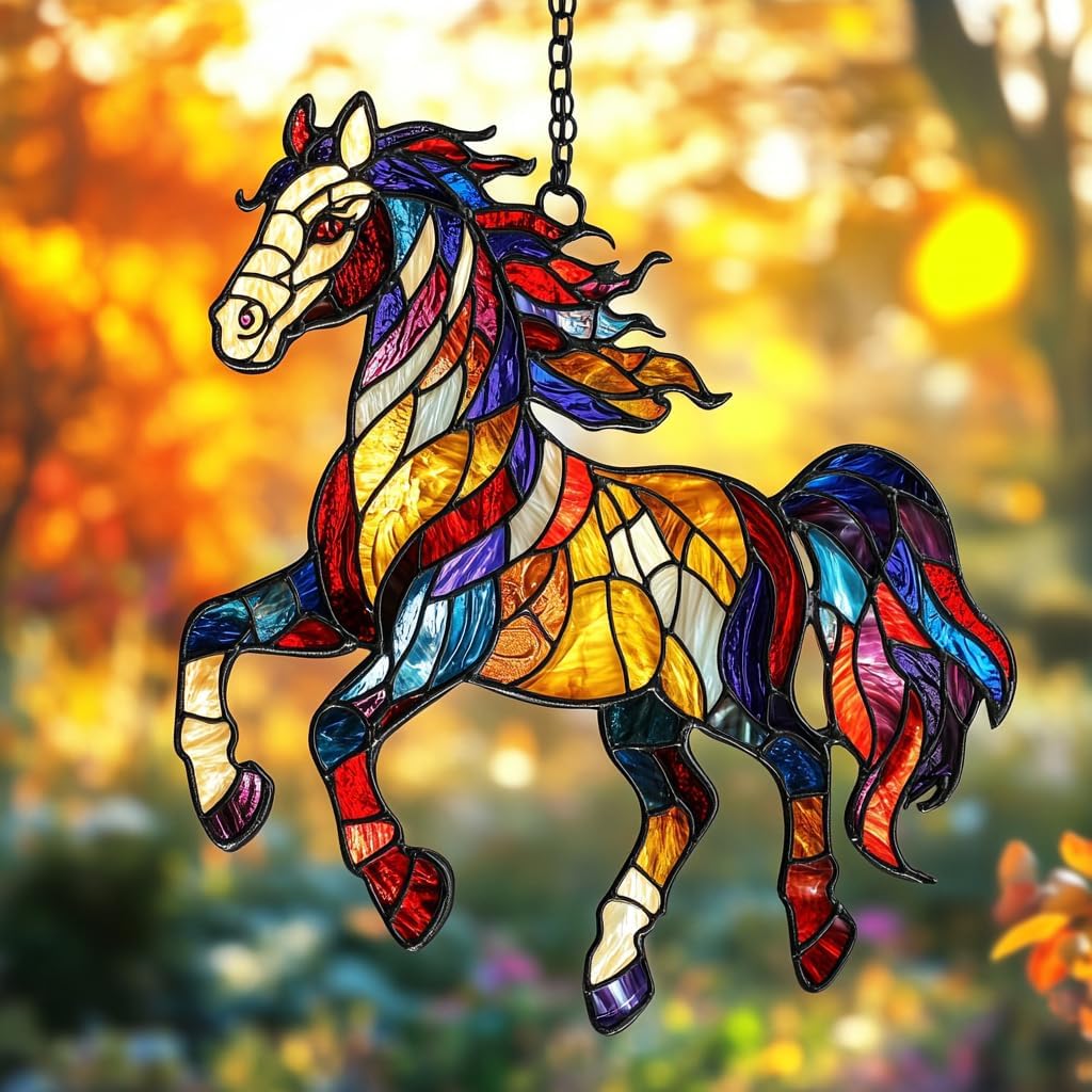 Gothic Halloween Castle Acrylic Suncatcher Stained Glass Effect Window Car Hanging Christmas Ornament Indoor Outdoor Decor Garden Sun Catcher Panel for Halloween Lover for Women Mom Grandma