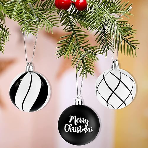 Miniatura 3 de 12 bolas de invierno de copos de nieve en blanco y negro, bolas colgantes de Feliz Navidad, HOHOHO, vacaciones, reno, granja, adornos de Navidad,