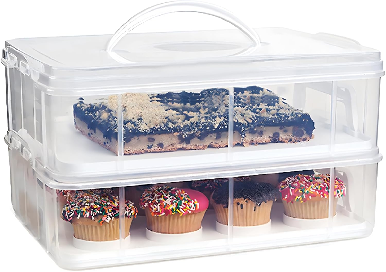 TRBIDRBO Two Tier Cupcake Carrier, White Cupcake Holder