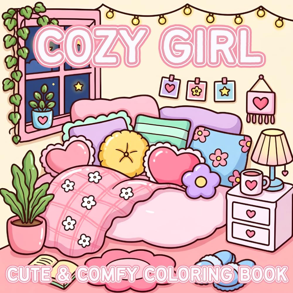 Cozy Girl: Cute and Comfy Coloring Book for Adults and Teens Featuring Girly Bold and Easy Designs for Relaxation and Stress Relief