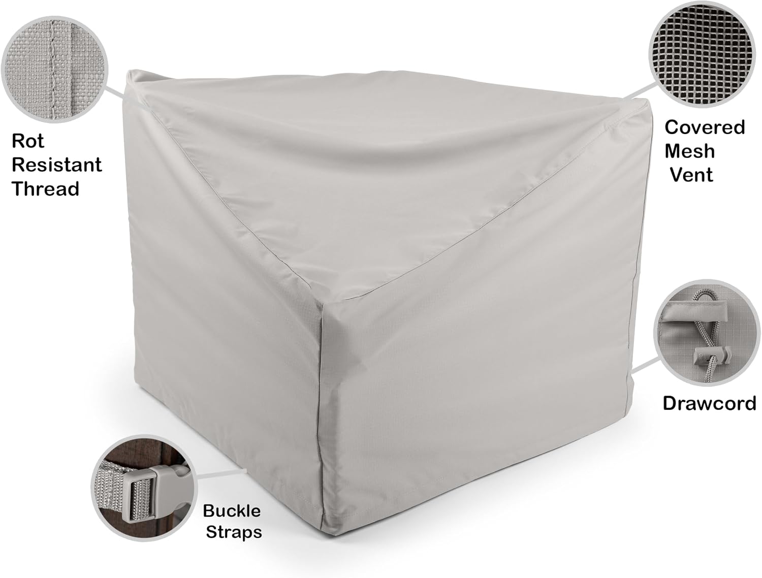 Covermates Ultima Outdoor Corner Sectional Chair Cover – Heavy-Duty 600D Polyester, Weather Resistant, Drawcord Hem, Mesh Vent, Buckle Straps for All-Season Protection, 34W x 34D x 30H, Ripstop Grey