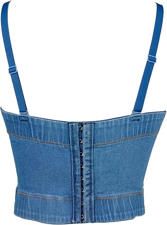 Women's Denim Corset Bustier Club Party Jean Crop Top push up bra Camisole