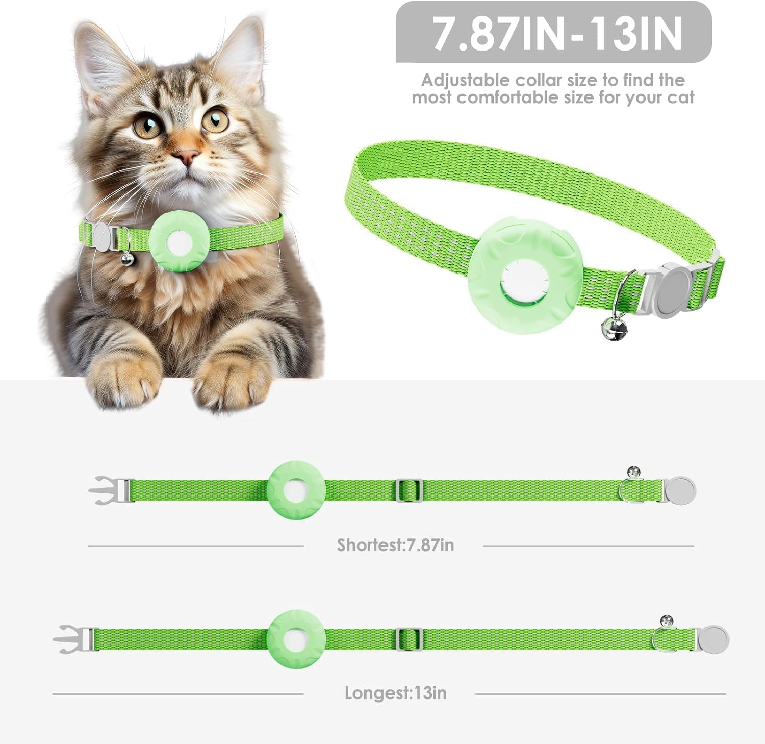 Localizzatore GPS per gatti, localizzatore intelligente per animali domestici, con collare e supporto, dispositivo di localizzazione GPS impermeabile per gatti, senza canone mensile, funziona con