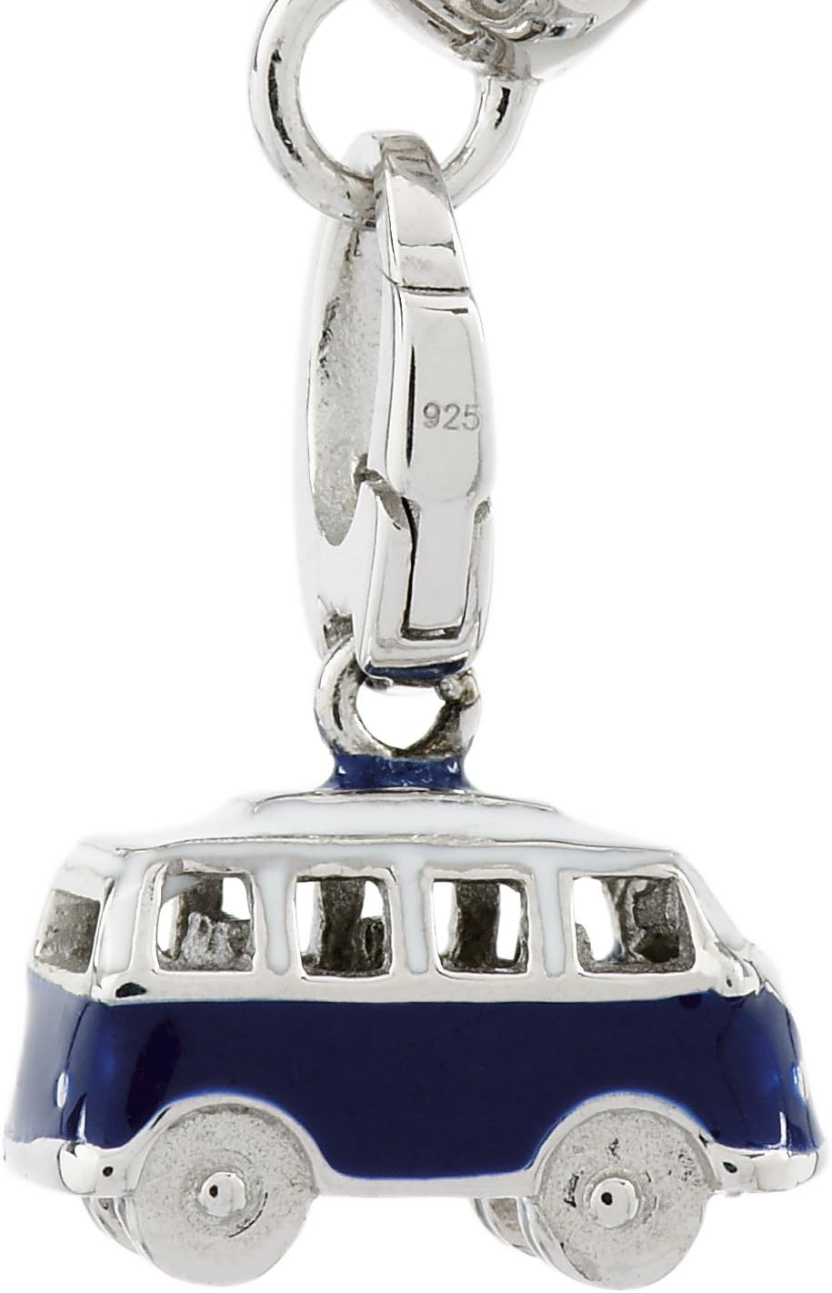 Burgmeister Jewelry Women's Bus Charm Blue Rhodium-Plated 925 Sterling Silver JBM 1073–629