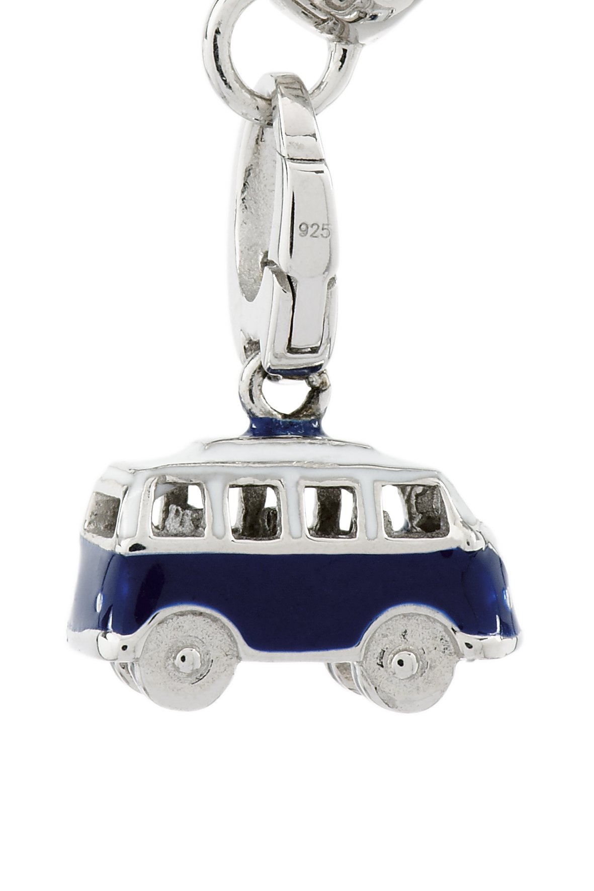 Burgmeister Jewelry Women's Bus Charm Blue Rhodium-Plated 925 Sterling Silver JBM 1073–629
