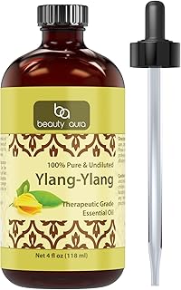 Beauty Aura Ylang-Ylang Essential Oil - 4 Oz. Bottle- Aromatherapy Soothing 100% Pure Essential Oil, Undiluted Therapeutic...