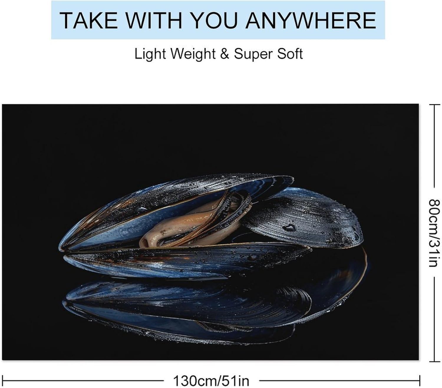 Swimming Towel, Open Shell Pattern Printed Fashion Towel,Portable Towel,Durable Towel