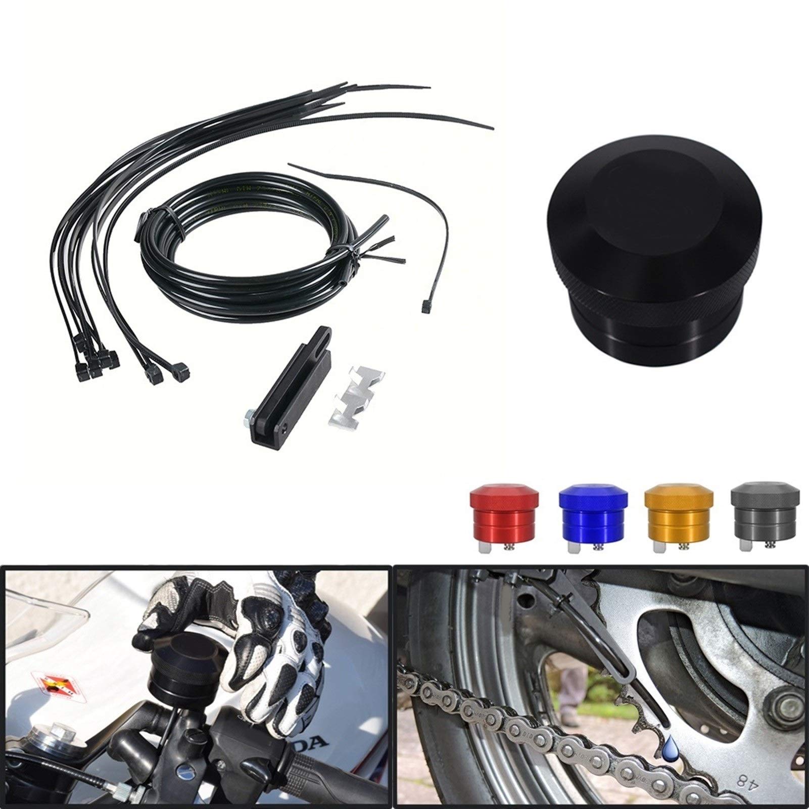 Universal Motorrad Kettenöler Öler for Yamaha Honda Kawasaki Suzuki Ducati Triumph BMW Aprilia KTM Benelli(Chain Oiler Black)