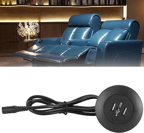 Miniatura 6 de Zerodis Enchufe USB doble, silla reclinable eléctrica, botón de repuesto, redondo, interfaz de carga USB doble, hogar inteligente (enchufe de EE.