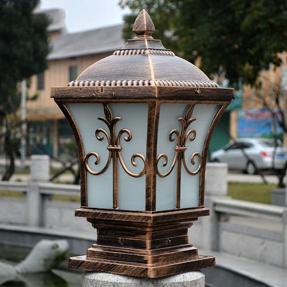 Vintage Square Outdoor E27 na słupku Willa z kwiatami ogrodowa Światło na patio Wodoodporne szkło Country House Trawa Chata Latarnia słupkowa Farma Płot patio kolumnowa