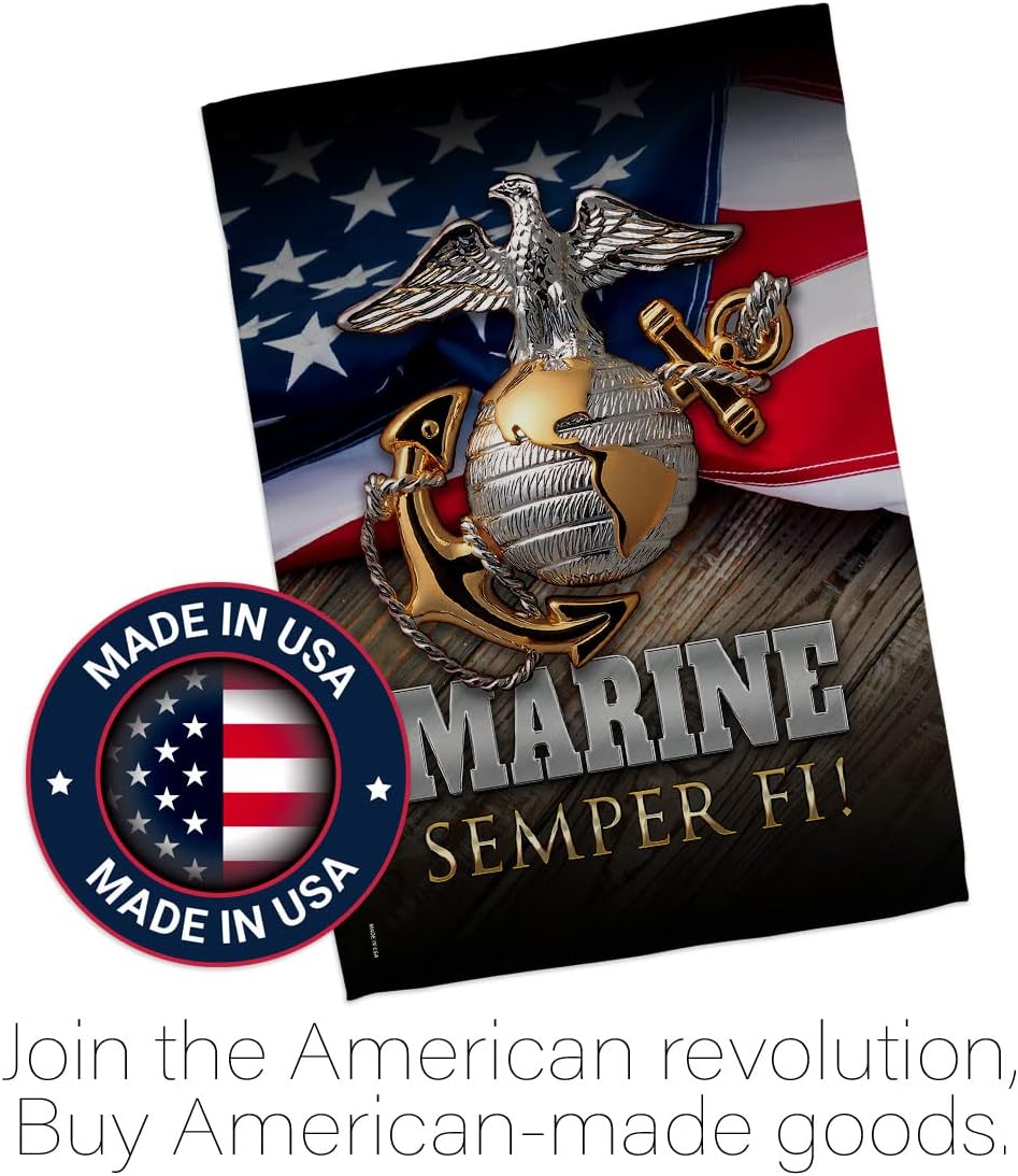 Marine Semper Fi House Flag - Armed Forces Corps USMC United State American Military Veteran Retire Official - Decoration Banner Small Garden Yard Gift Double-Sided Made in USA 28 X 40