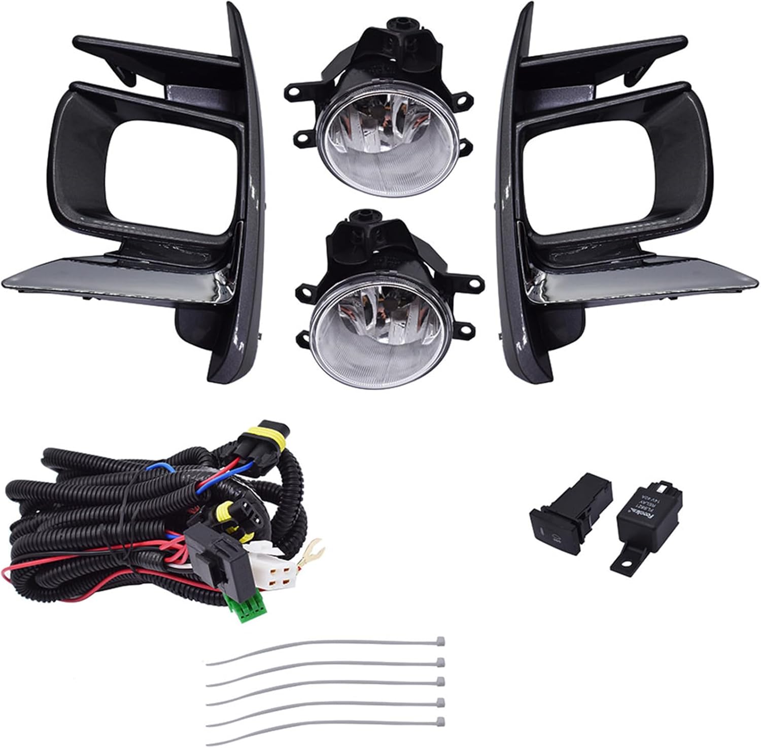 2-Pack Fog Light Assembly with Bulbs and Harness Switch Kit Replacement for Sienna 2018-2019