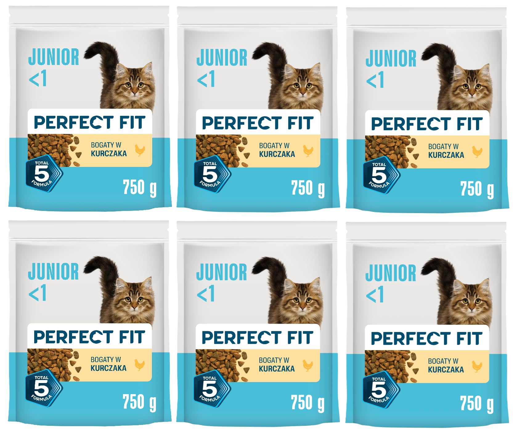 PERFECT FIT Junior <1 Trockenfutter für Katzen 6 x 750 g Huhn (6er-Packung)