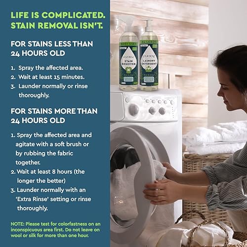 Vista 4 de Puracy Paquete de lavandería - Removedor de manchas a base de enzimas para ropa y detergente líquido natural para ropa concentrado con enzimas que