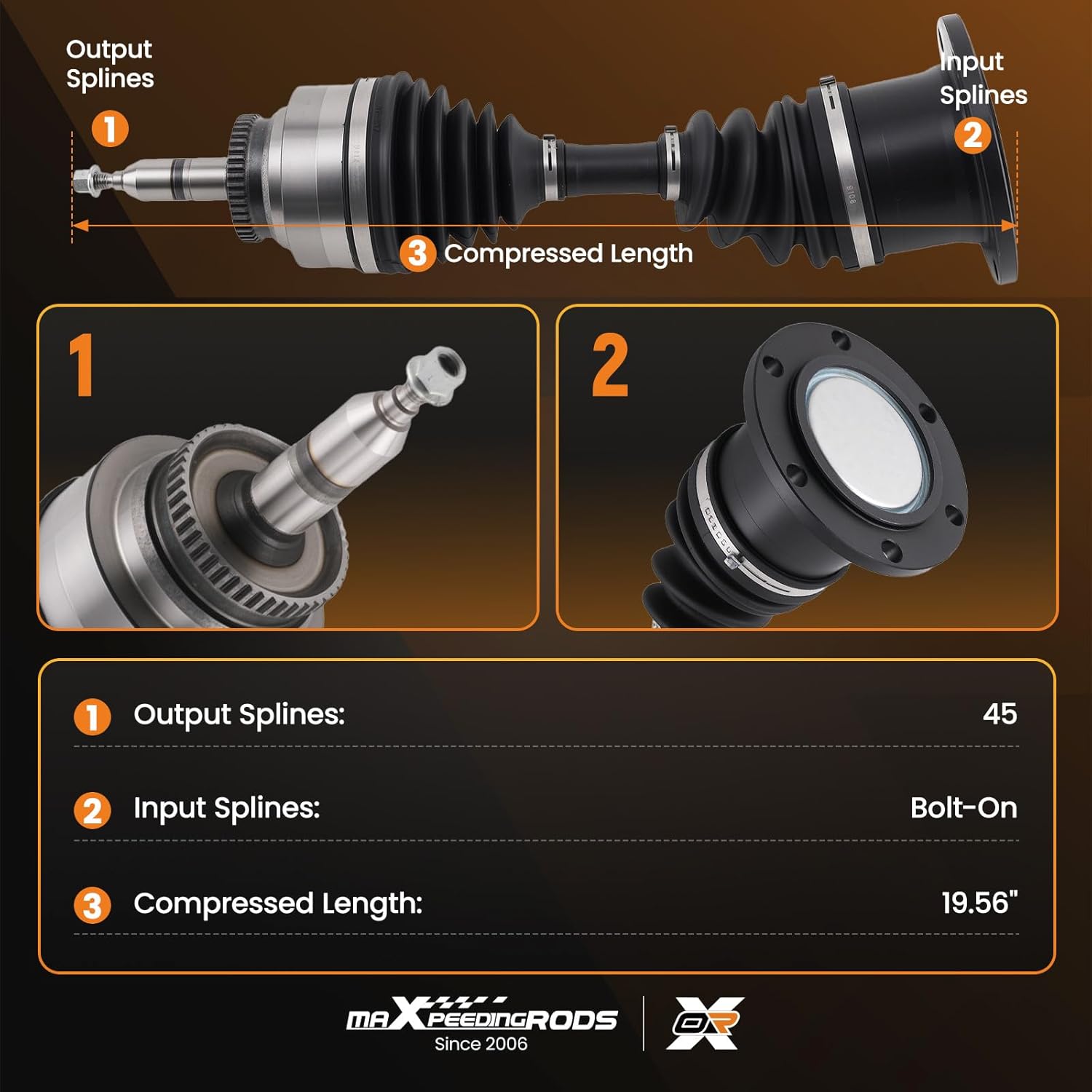 maXpeedingrods Front CV Axle Shaft Assembly for Ford Expedition 03-06, F-150 04-08, Lobo 03-08, Lincoln Mark LT 06-08, Navigator 03-06, 4.2L 4.6L 5.4L, 4WD, Left or Right Side, Replace# 2L1Z3B436BB