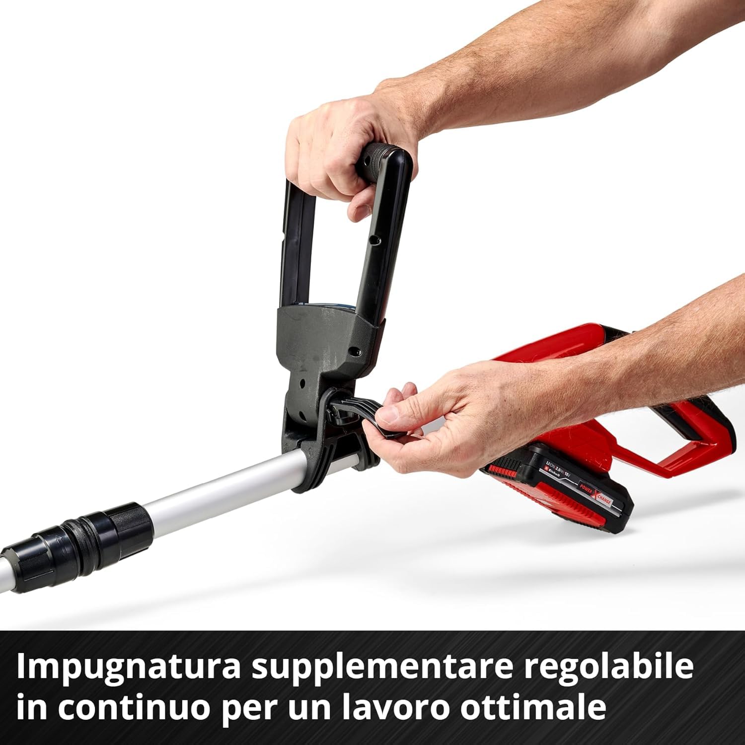 Einhell Pulisci fughe a batteria GC-CC 18 Li - Solo Power X-Change (18V, Velocità giri 1200 /min, manico telescopico, incl. 1 spazzola nylon e 1 in acciaio, senza batteria e caricabatteria)