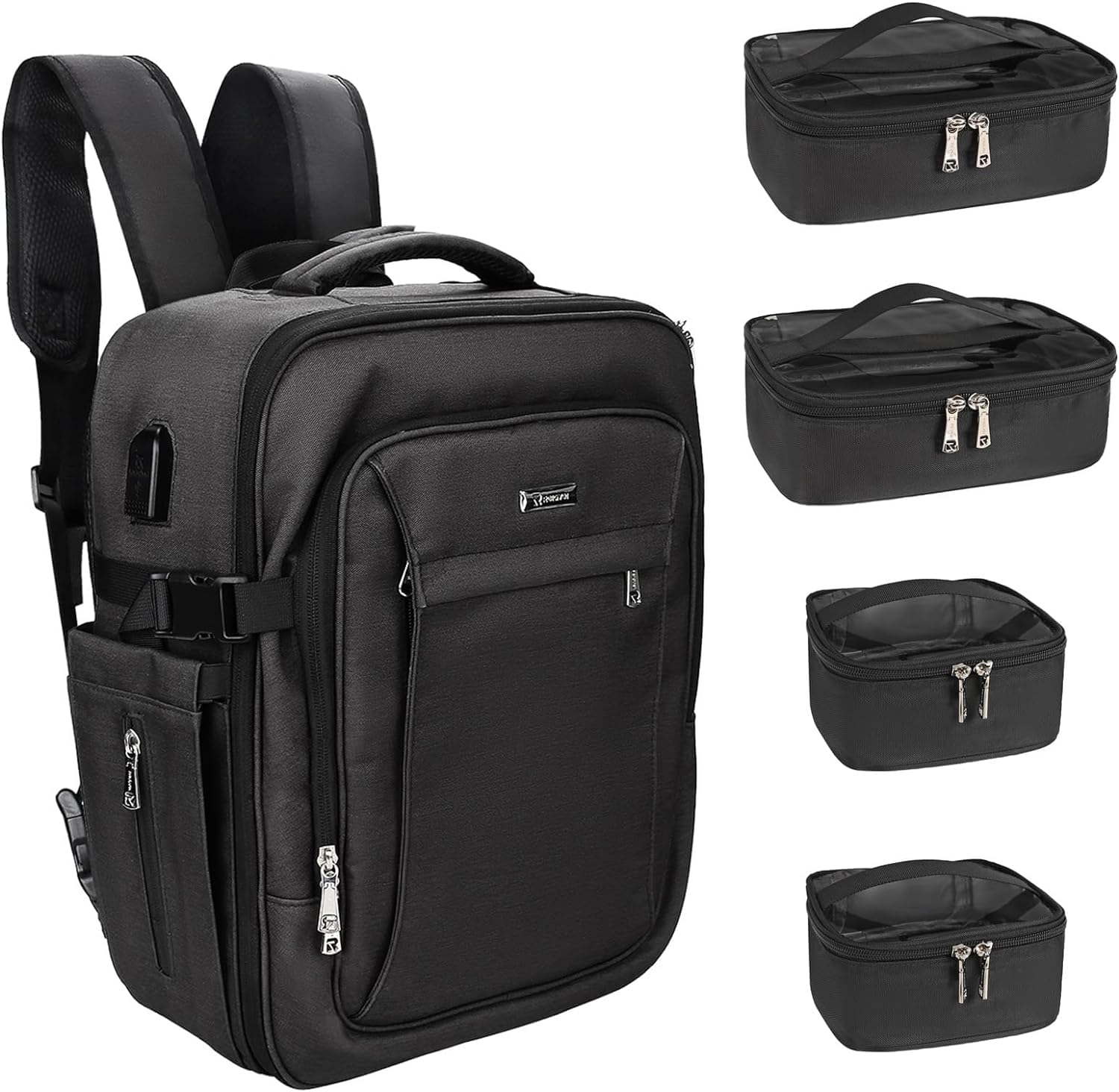 Relavel Juego de organizador de maquillaje, mochila de maquillaje con bolsa grande para brochas de maquillaje, estuche de maquillaje profesional con soporte para brochas de maquillaje, organizador de