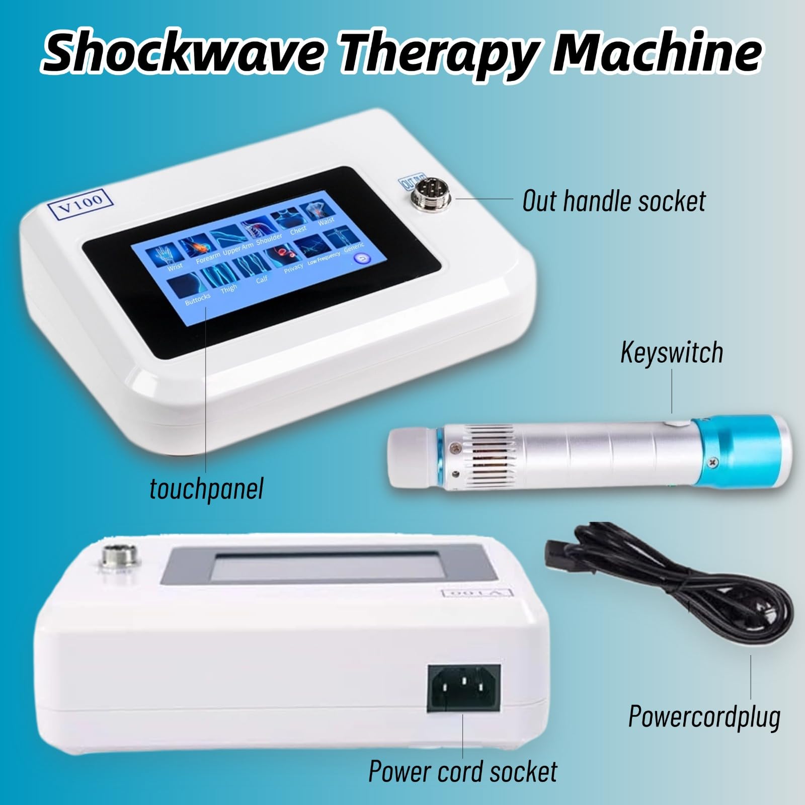 Shockwave Therapy Machine, Portable Shock Wave Therapy Machine for Joint and Muscle Pain Relief, Muscle and Bone Tissue Regeneration, Painless, Non-Invasive No Side Effects