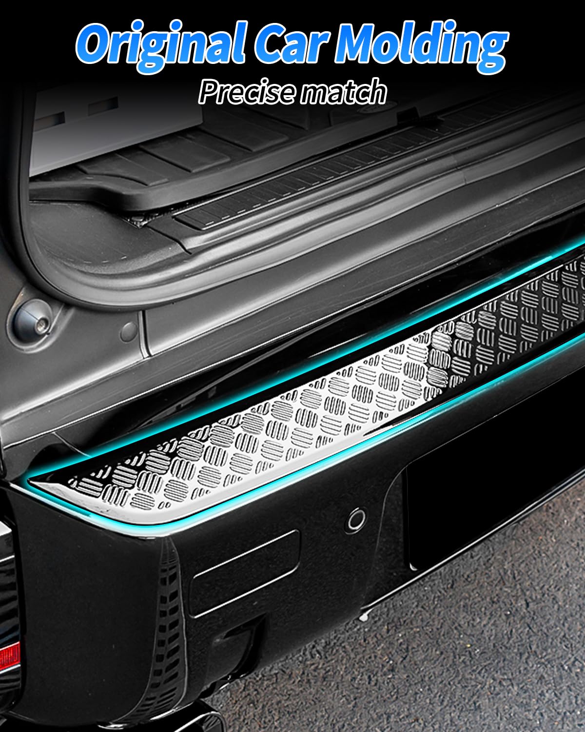 Land Rover Defender 90 110 130 2020-2025 Copertura protettiva antigraffio paraurti posteriore nero lucido