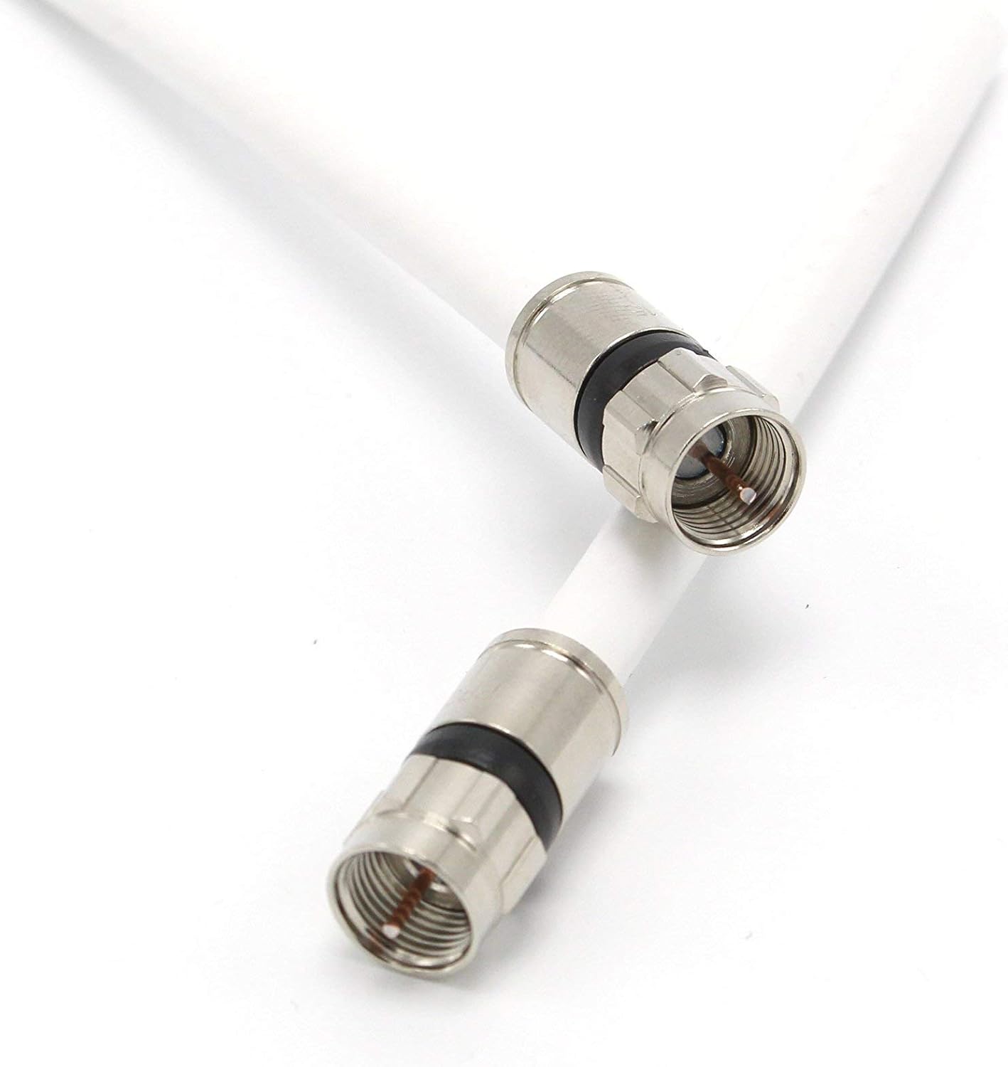 100' Feet, White RG6 Coaxial Cable (Coax Cable) with Connectors, F81 / RF, Digital Coax - AV, Cable TV, Antenna, and Satellite, CL2 Rated, 100 Foot: Electronics