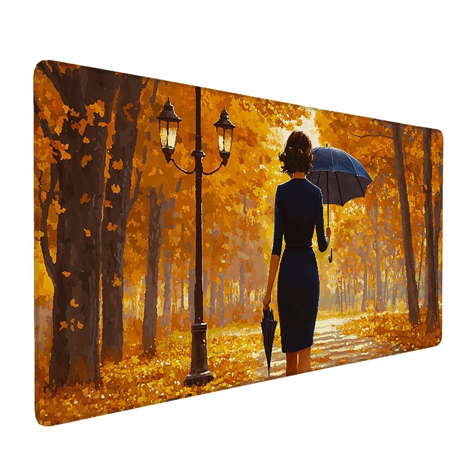 Podkładka pod mysz, podkładka pod mysz do gier na biurko jesień kobieta podkładka pod mysz 1200 x 600 mm duża podkładka pod mysz biurkowa biurko, odpowiednia do notebooków i komputerów stacjonarnych