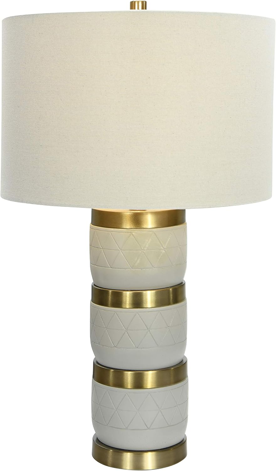 Creative Co-Op Raw Concrete Table Lamp with Imprinted Diamond Design and Metal Accents