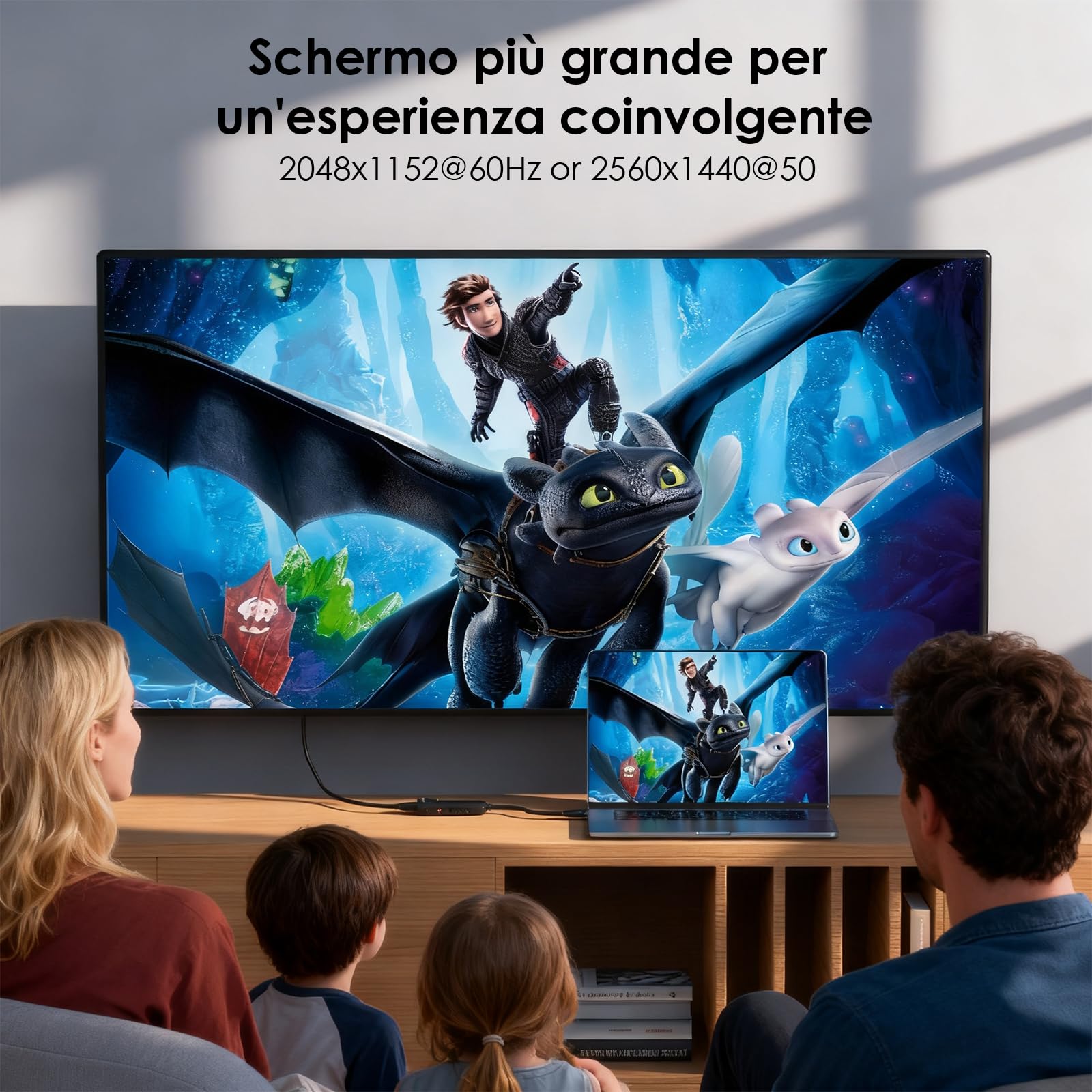 WAVLINK Adattatore USB C a HDMI, Adattatore HDMI 2K, Convertitore USB 3.0 a HDMI, Chip Displaylink supportano fino a 6 Monitor per Windows