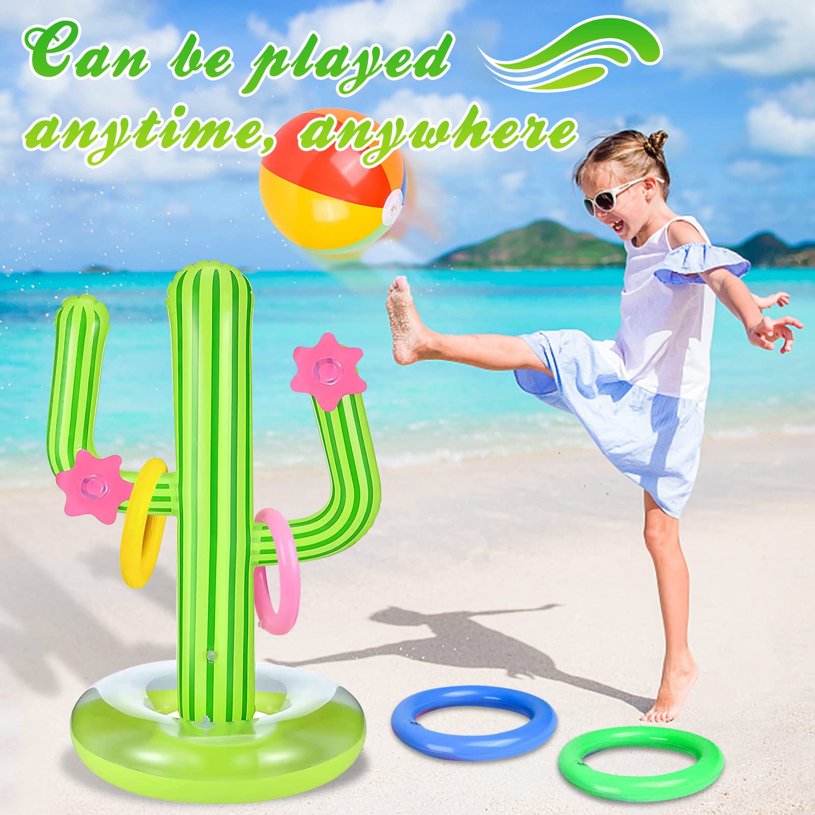 SDXCJY Lot De 9 Jeux Gonflables En Forme De Cactus Avec 8 Anneaux