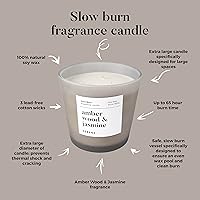 Vista 4 de Hidden Label Serene Collection - Vela perfumada grande, madera ámbar y jazmín, vela enorme de 30 onzas con 3 mechas, velas de soja natural