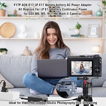 LP E17 Dummy Battery ACK-E17 Power Adapter Kit Replacement for LP-E17 Battery Compatible with Canon EOS M3 M5 M6 M6 Mark II Mirrorless Camera