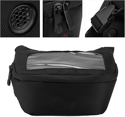 Miniatura 6 de Yctze Bolsa de motocicleta Bolsa para manillar Bolsa delantera de motocicleta, tela Oxford impermeable con cinturón trenzado de alta densidad,