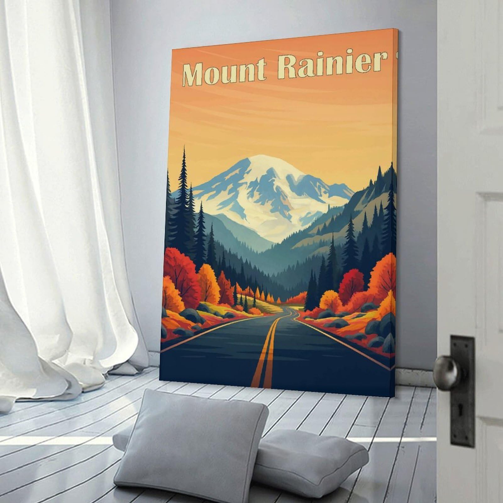 Junmoney Mount Rainier Wall Art Print 20x30inch(50x75cm), for Art Walls, Layered Displays Or Homes, Wall Decor Suited to Curated Displays