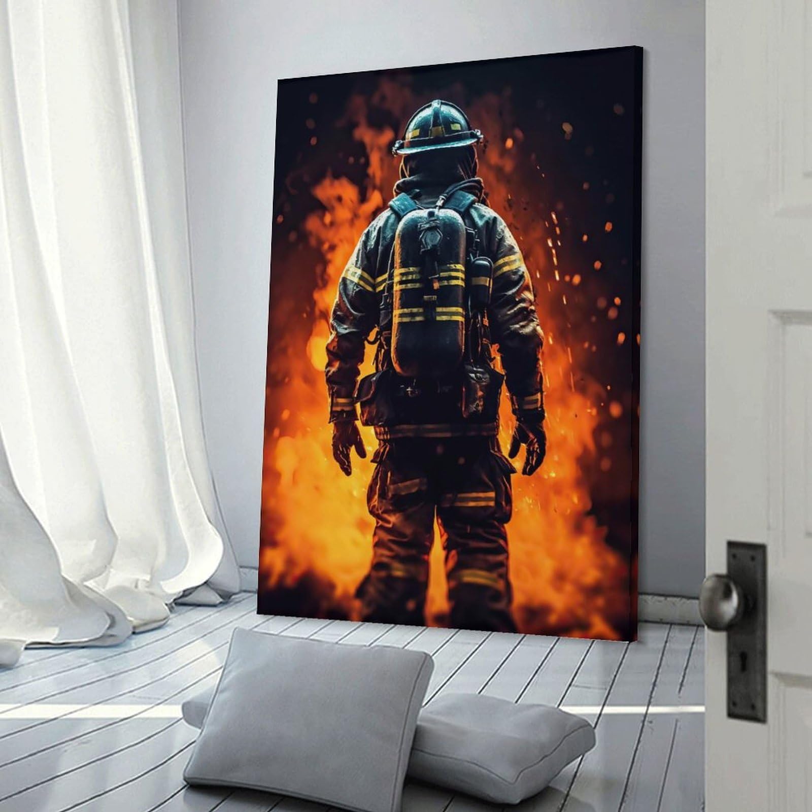 Junmoney Frame-Firefighter Cool Firefighter Cool Room Decor Wall Art 20X30inch(50X75cm), For Bedroom Decor, Cosy Corners Or Studios, A Warm Accent For Relaxed Interiors