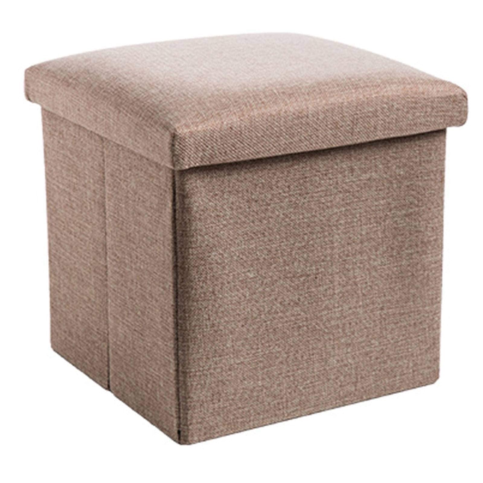 Pouf pliant et repose-pieds en lin 30x30x30cm - Boîte de rangement cube