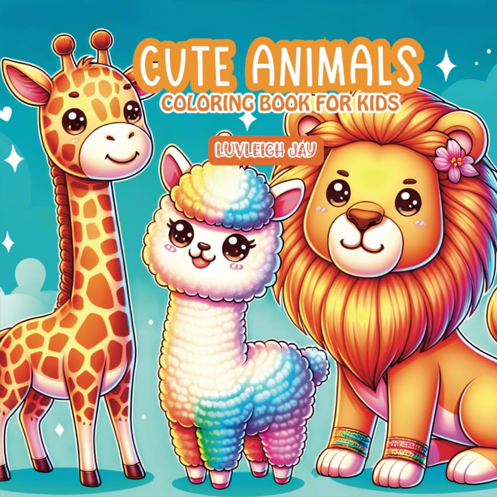 Cute Animals coloring book for kids: 50 Jumbo Bold and Easy Kawaii designs for Toddlers, Girls and Boys (Kawaii Coloring books)
