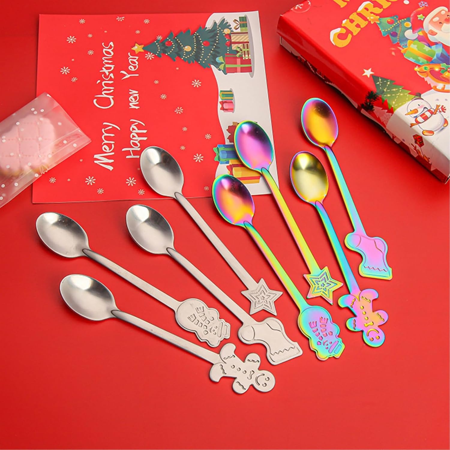 2PC- Christmas creative cartoon spoon home fresh and practical-golden snowman