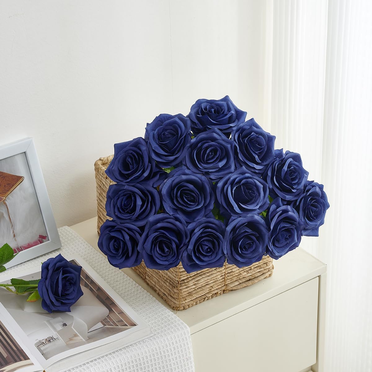 50pcs Navy Blue Roses Artificial Flowers Bulk,Fake Roses Silk Flower with Stems Realistic Flowers for Wedding Centerpiece Home Party Decor - Image 3