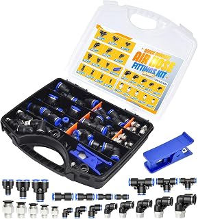 cnaodun 53 Pcs Air Line Quick Connect Fittings Kit 1/8" 1/4" 3/8" 1/2" Push to Connect Fittings Quick Connect Air Hose Fittings Quick Release Pneumatic Kit