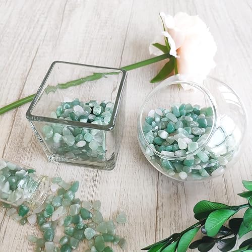 Miniatura 3 de ZHIYUXI Piedras de cristal de aventurina verde para pecera, grava, jarrón de relleno de piedras trituradas, cristales curativos pulidos, piedra de