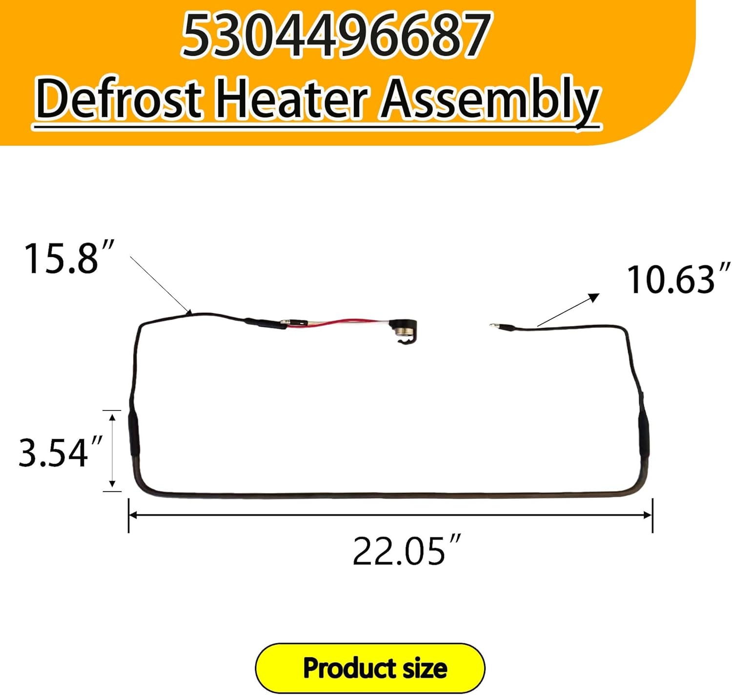  5304496687 Defrost Heater Assembly, Compatible With Frigidaire Refrigerator Crosley, Kenmore and Gibson, Replaces 216740000, 297216200, 297216201, 297216202, 297348701, 5304502829