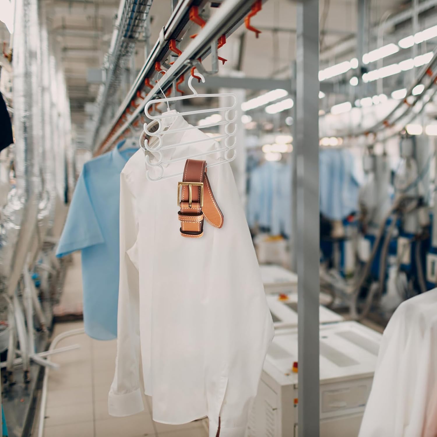 Uonlytech Multi-Function Pants Hangers Space Saving Clothes Organizer 5pcs Khaki Multi-Layer Closet Storage Rack for Home and Travel