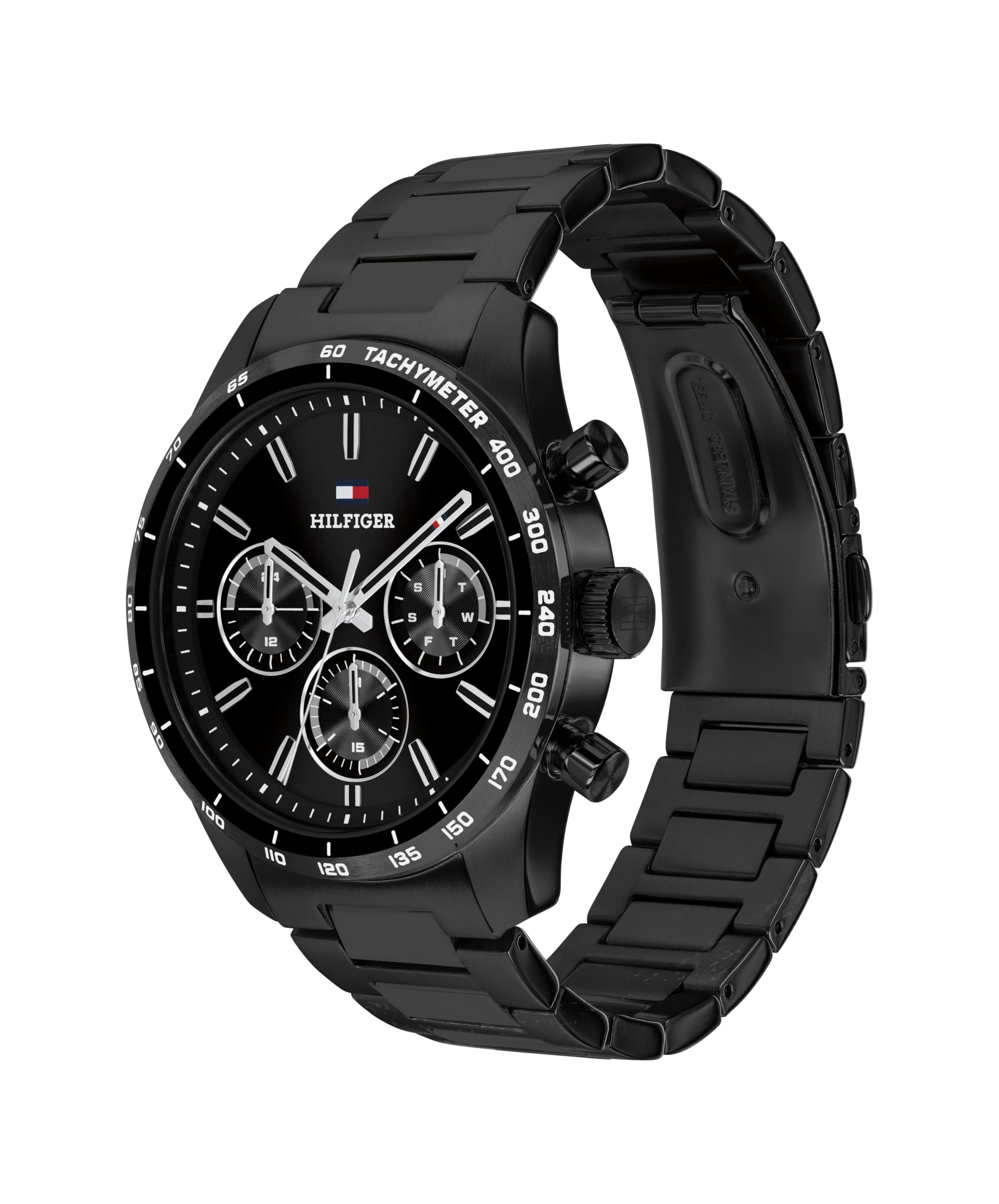 Tommy Hilfiger Orologio Multifunzione da Uomo Collezione Hampton con Bracciale in Acciaio IP Nero - 1792280