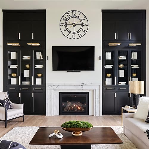 Miniatura 3 de Reloj de pared grande de 24 pulgadas, silencioso sin tictac, funciona con pilas, reloj de esqueleto de metal industrial rústico negro, reloj