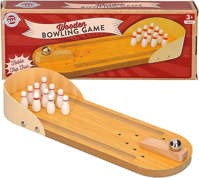 A2Z 4 Kids Mini Bowling Wooden Tabletop Game Set Kids Miniature 10-Bowling Pin Set Children Desktop Mini Skittles Game Set Wooden Board Mini Arcade Tabletop Game Portable Tabletop Stress Relief Gadget