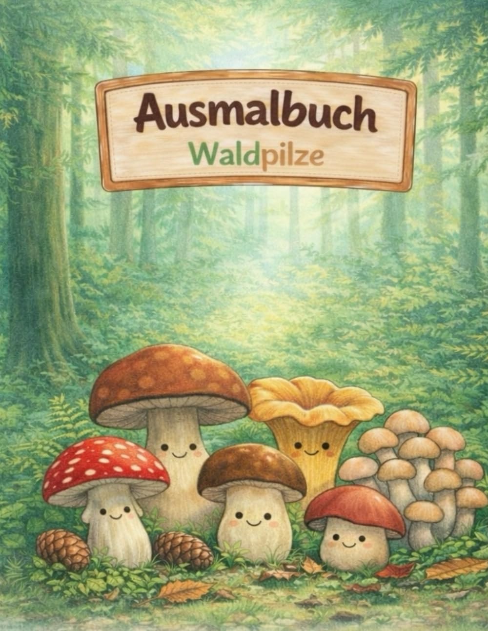 Ausmalbuch Waldpilze: 40 liebevoll gestaltete Motive zum Ausmalen für Kinder