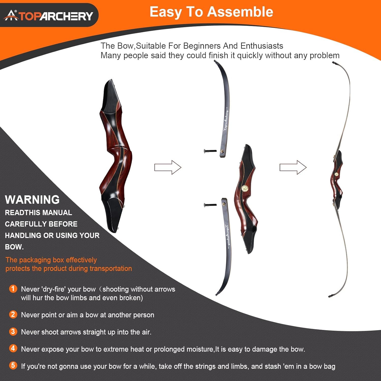 TOPARCHERY 60" Recurve Bow Set, Improved Takedown Recurve Bow and Arrow Set for Adults and Beginners Enthusiasts - Practice Bow Kit Left/Right Hand